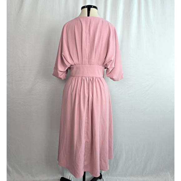 Alexia Admor Midi Party Dress Women's 14 Dusty Pink Deep V-Neck Ruffle - Picture 2 of 16